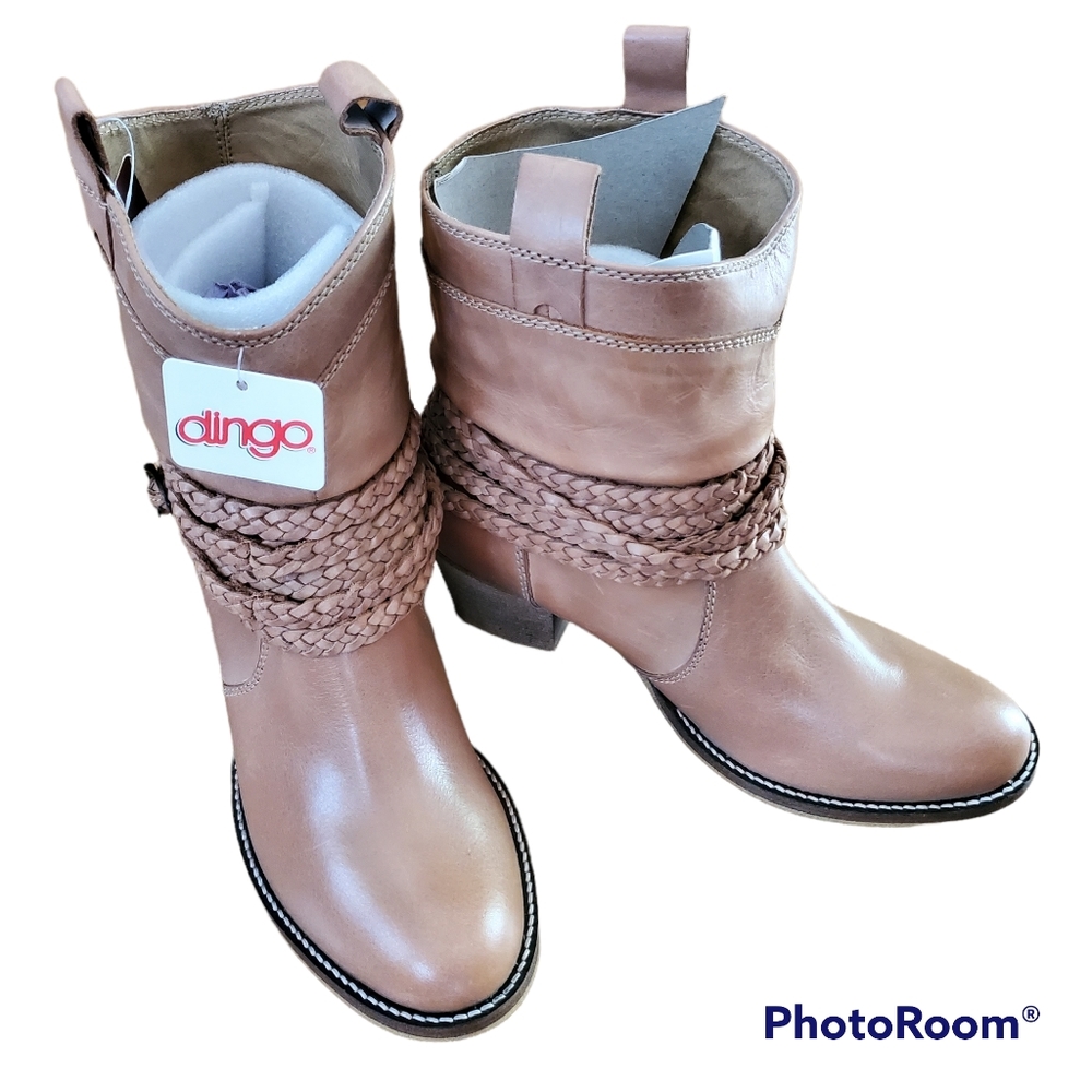 Leather Dingo Slouch Braided Strap Ankle Boots ☆ - Picture 13 of 13